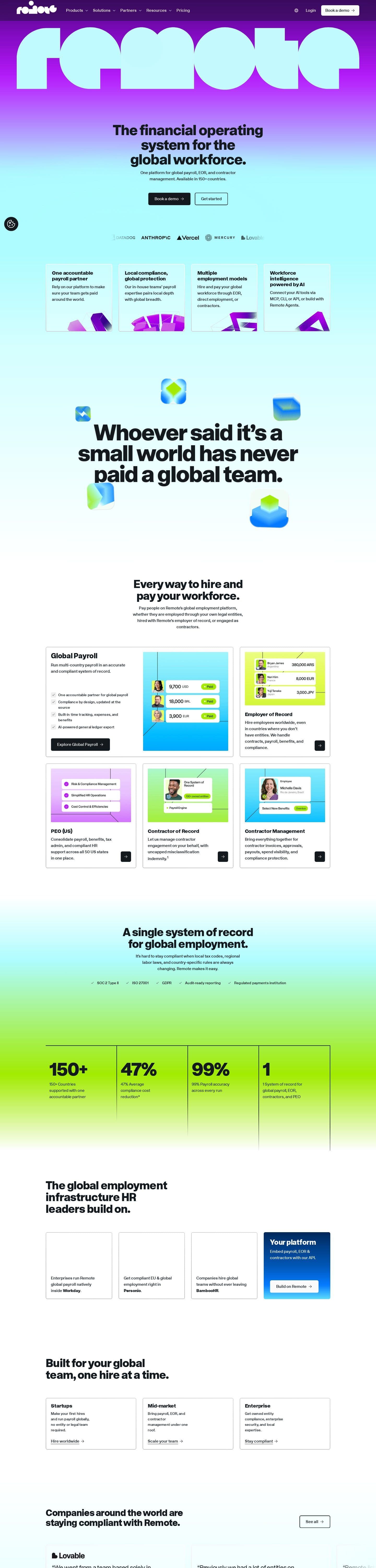 Remote landing page, desktop