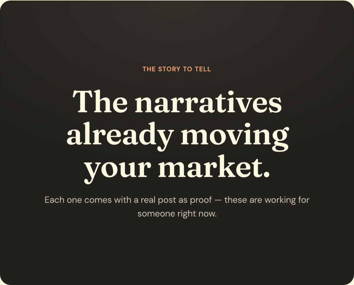 Report slide: a category narrative with supporting proof