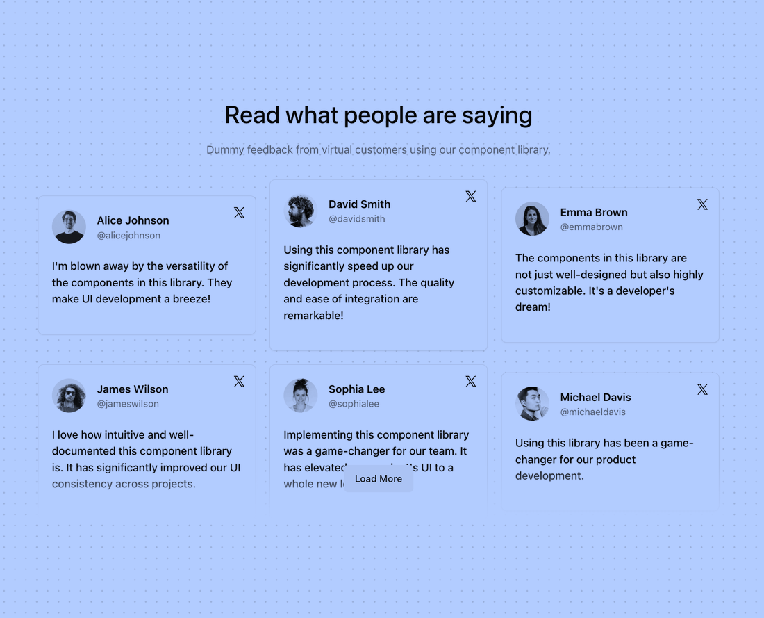 Testimonials · indigo variant